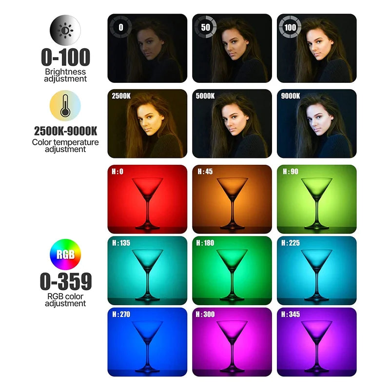 VL120 Full Color RGB Video Light 2500K-9000K LED Photography Lighting Dimmable Camera Light Live Vlog Fill Light