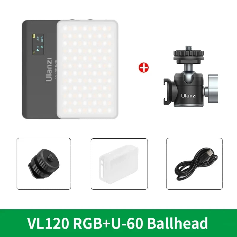 VL120 Full Color RGB Video Light 2500K-9000K LED Photography Lighting Dimmable Camera Light Live Vlog Fill Light