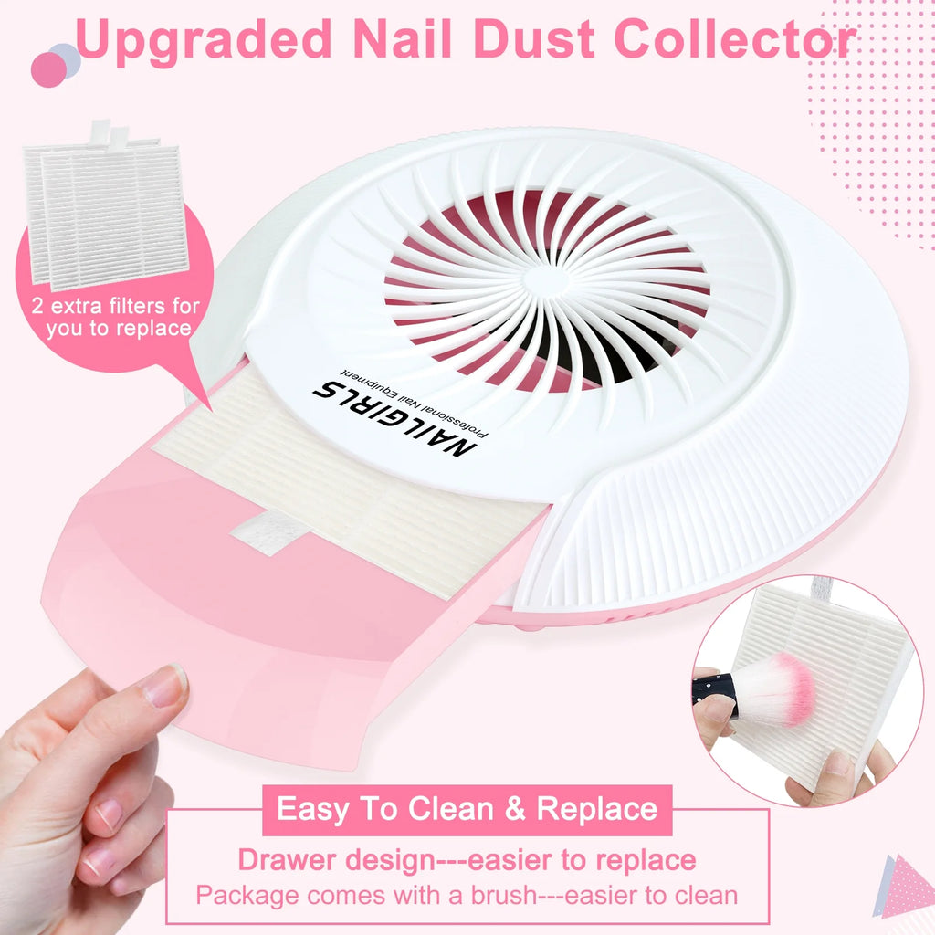 Professional 2 in 1 Nail Drill with Efficient Suction, 35000RPM Electric Nail Efile, White