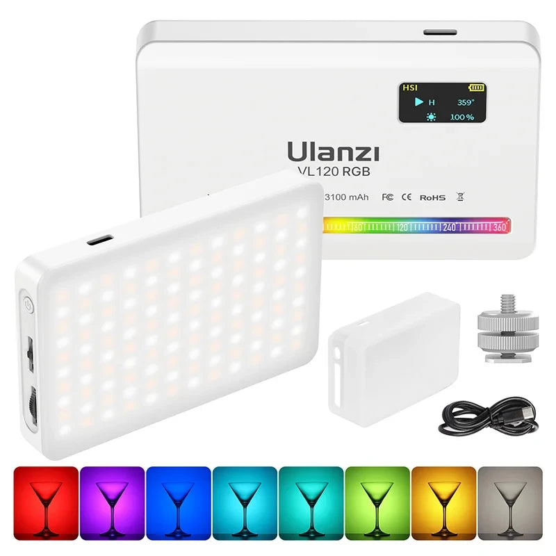 VL120 Full Color RGB Video Light 2500K-9000K LED Photography Lighting Dimmable Camera Light Live Vlog Fill Light