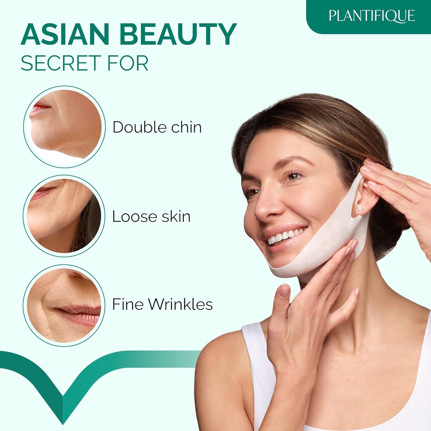 V-Line Mask 5 PCS- Chin Strap for Double Chin for Women & Men and under Eye Patches for Dark Circles and Puffiness (20 Pairs)