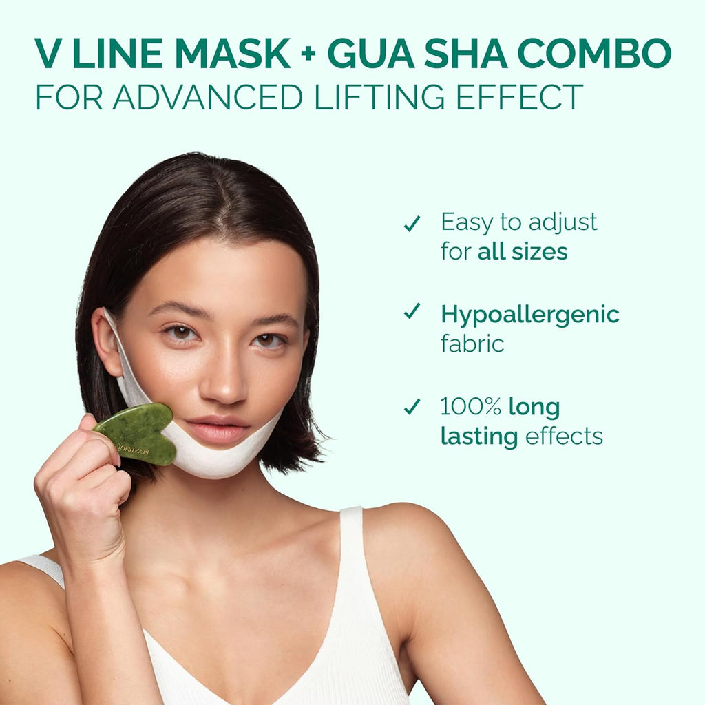 V-Line Mask 5 PCS- Chin Strap for Double Chin for Women & Men and under Eye Patches for Dark Circles and Puffiness (20 Pairs)