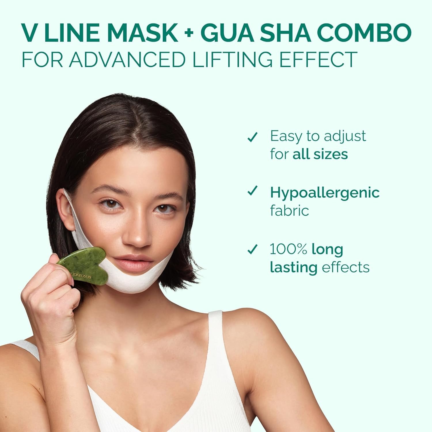 V-Line Mask 5 PCS- Chin Strap for Double Chin for Women & Men and under Eye Patches for Dark Circles and Puffiness (20 Pairs)