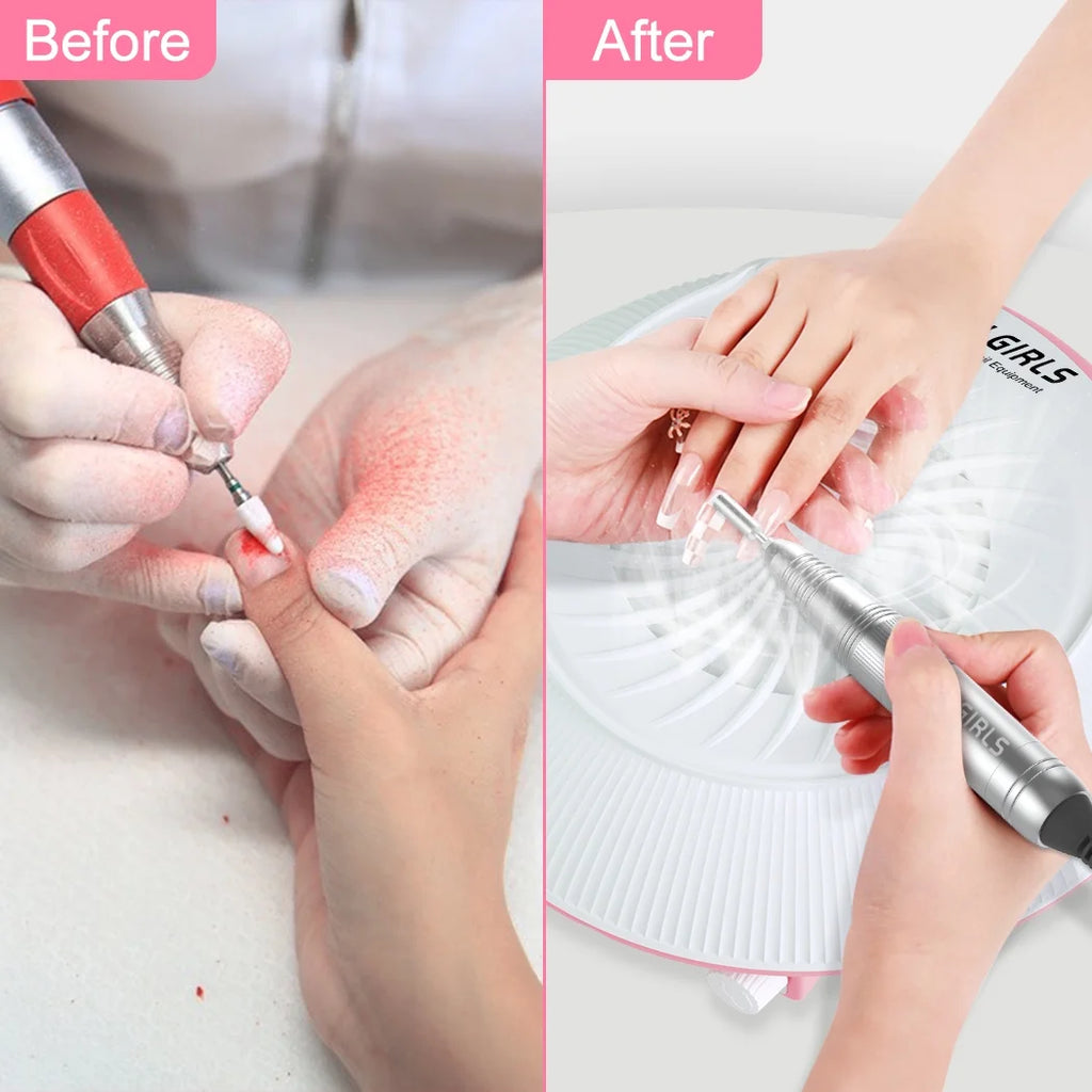 Professional 2 in 1 Nail Drill with Efficient Suction, 35000RPM Electric Nail Efile, White