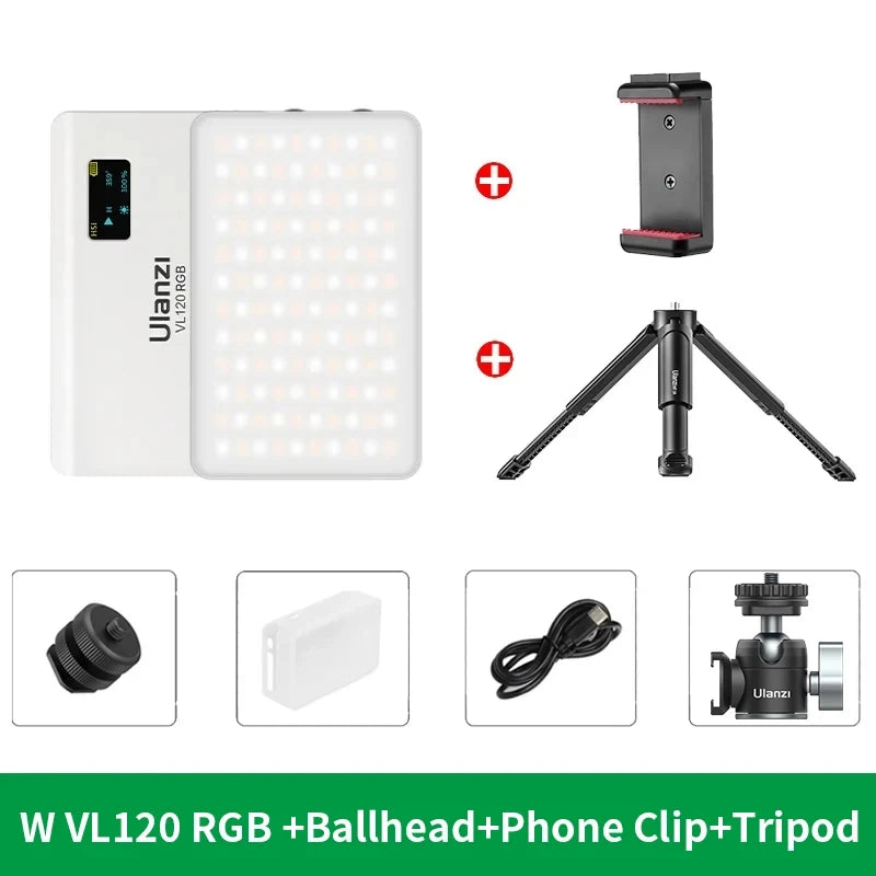VL120 Full Color RGB Video Light 2500K-9000K LED Photography Lighting Dimmable Camera Light Live Vlog Fill Light