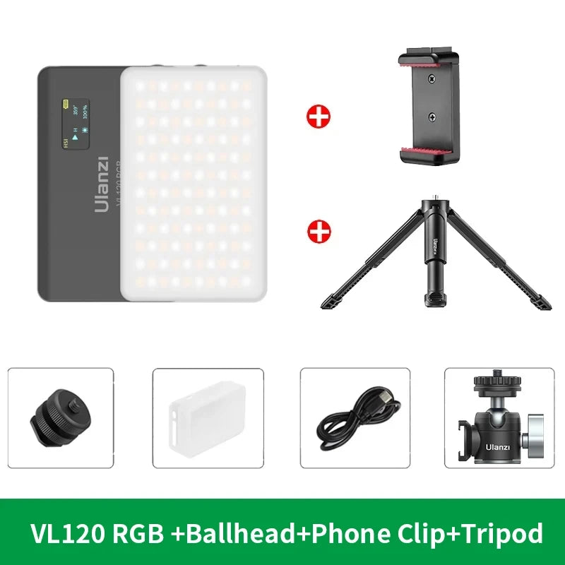 VL120 Full Color RGB Video Light 2500K-9000K LED Photography Lighting Dimmable Camera Light Live Vlog Fill Light